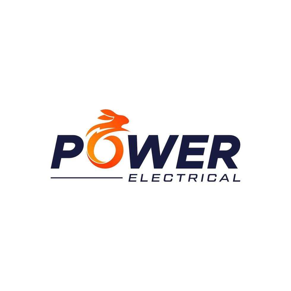 kraft logotyp med o formning elektricitet och räv vektor