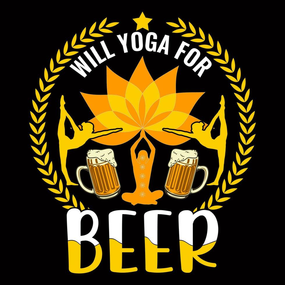 werden Yoga zum Bier T-Shirt Design Vektor