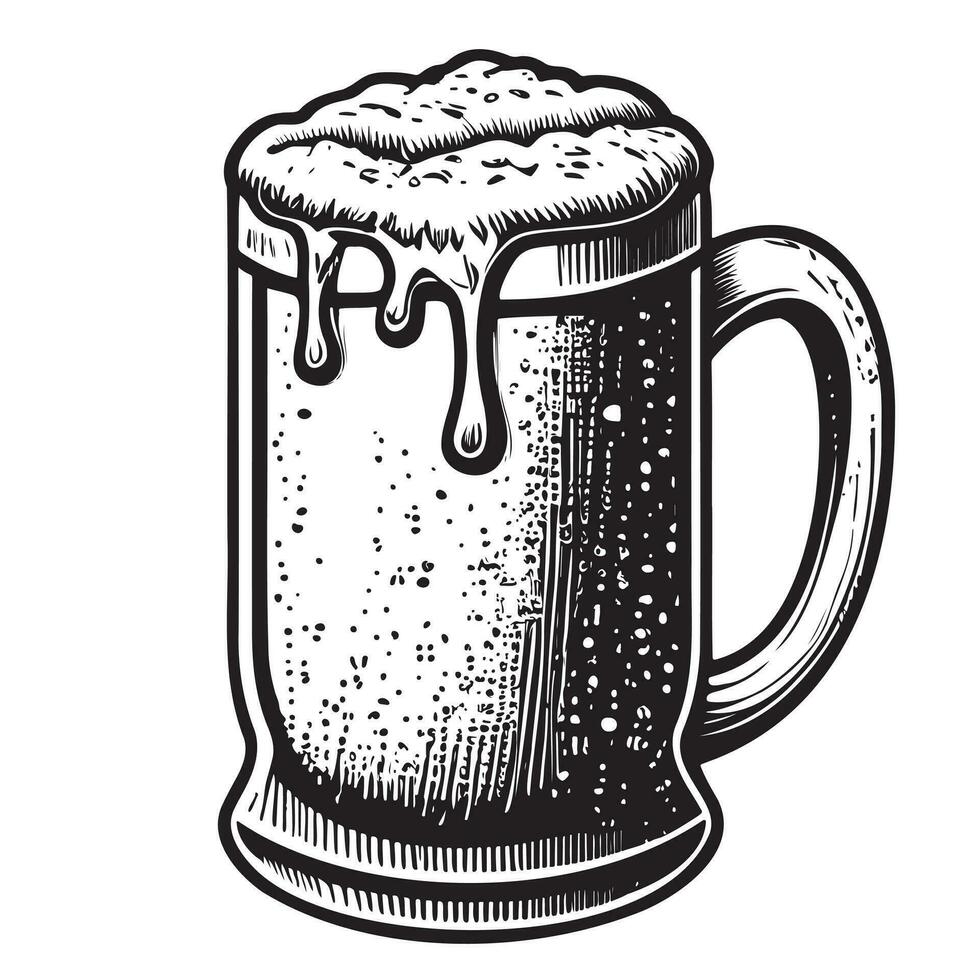 Bier Becher Jahrgang Hand gezeichnet skizzieren Vektor Illustration Alkohol