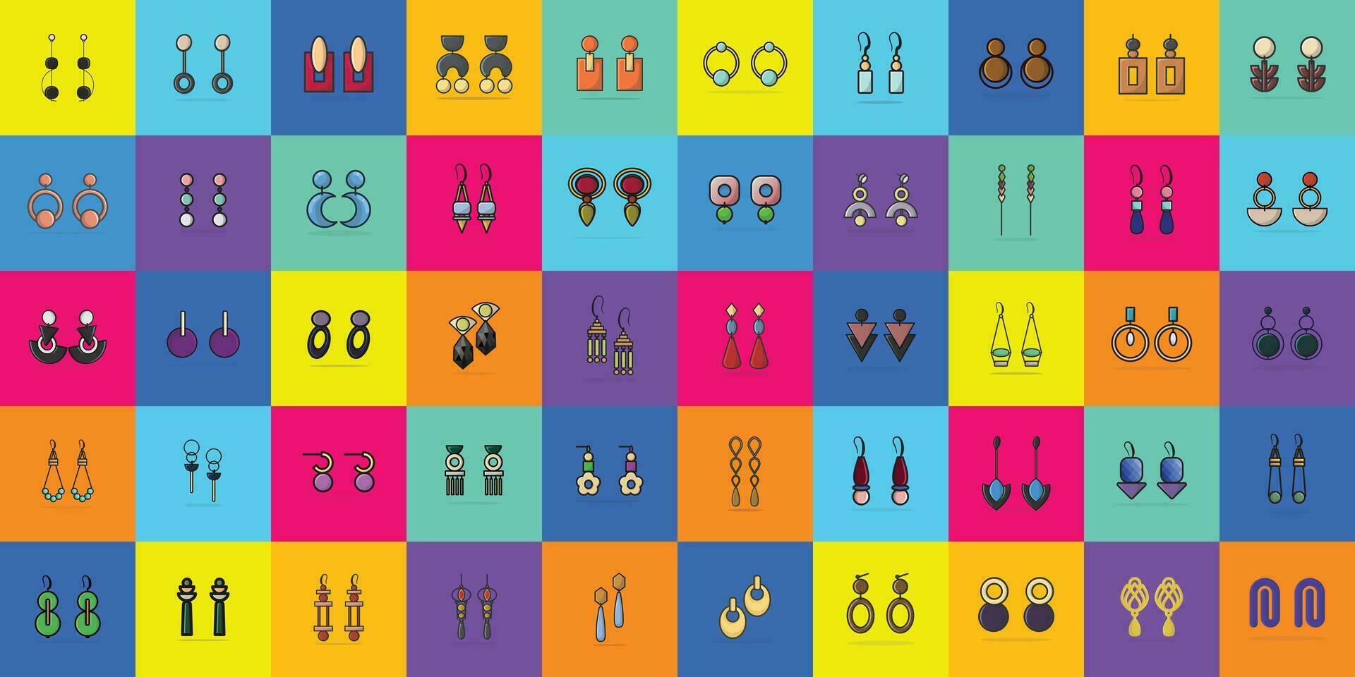 einzigartig Stil Ohrringe Sammlung Vektor Design Illustration. Schönheit Mode Objekte Symbol Konzept. einstellen von Ohrringe Zubehör Vektor Design.
