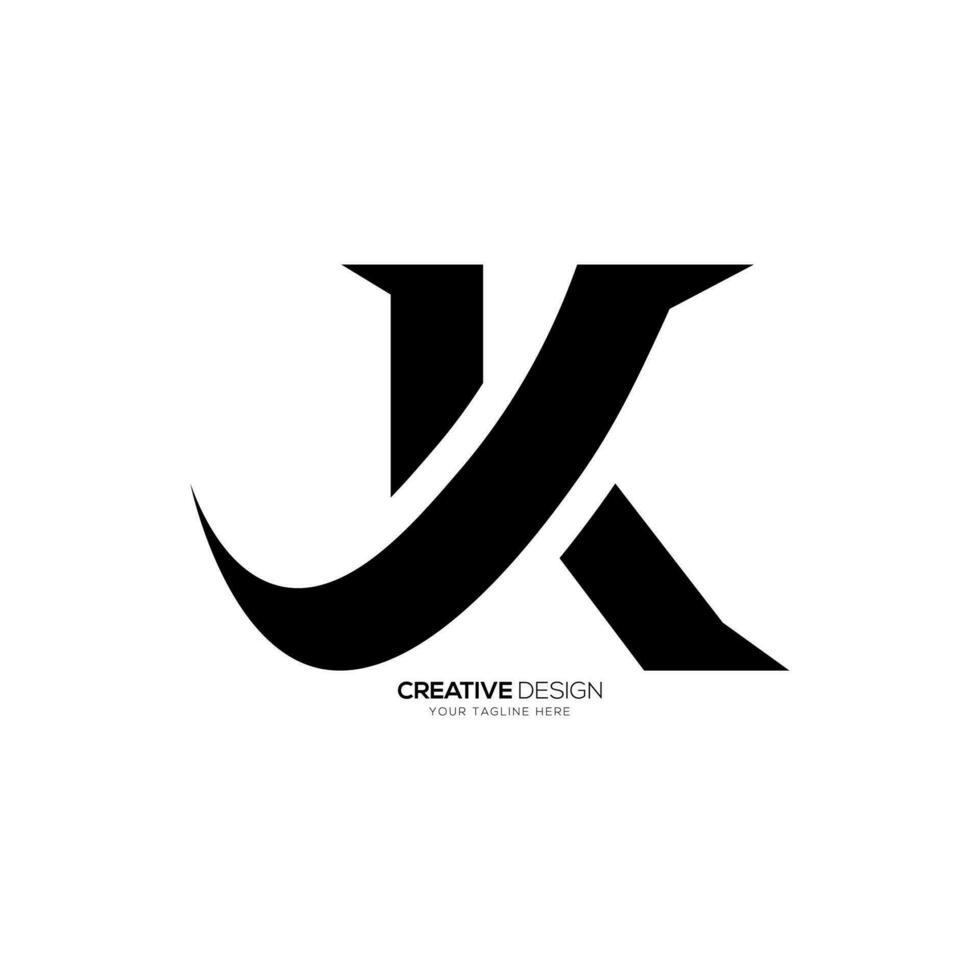 brev jk eller kj första modern unik former alfabet abstrakt monogram logotyp design begrepp vektor