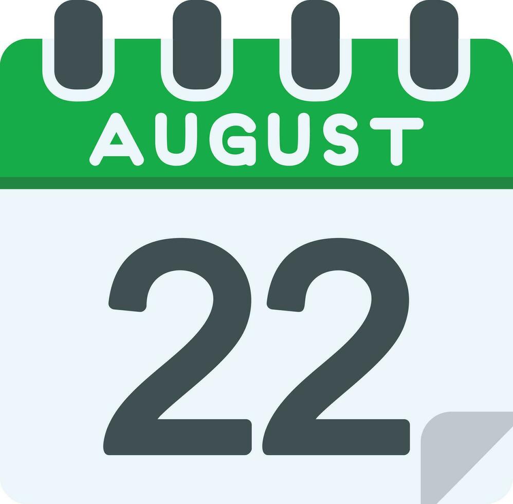 22 augusti platt ikon vektor