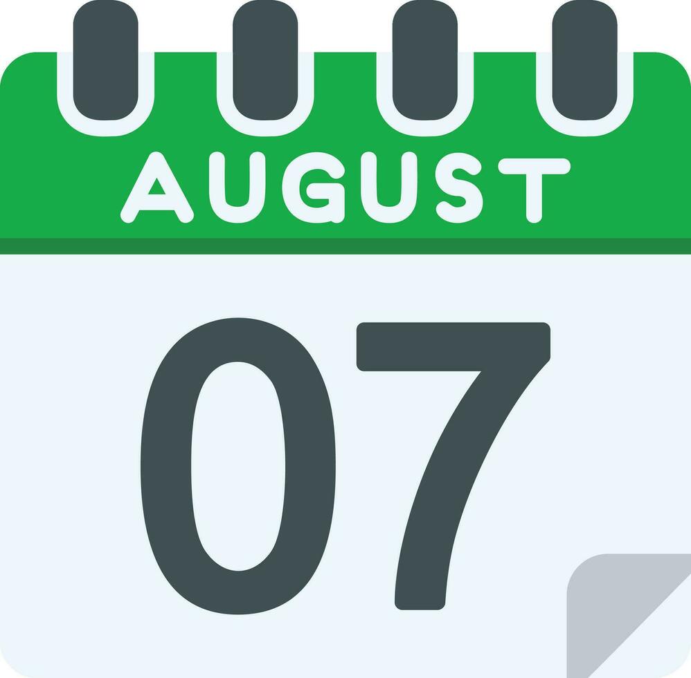 7 augusti platt ikon vektor