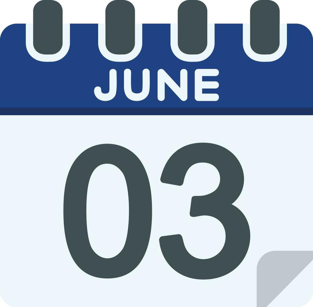 3 juni linje ikon vektor