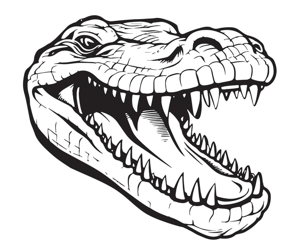 Krokodil Kopf skizzieren Hand gezeichnet Reptil Vektor Illustration