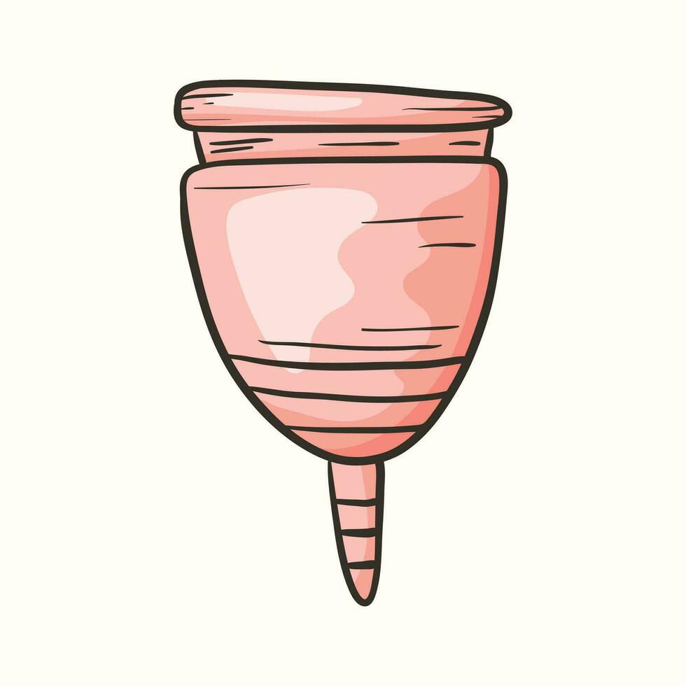 isolerat klotter illustration av hygienisk menstruations- kopp. vektor