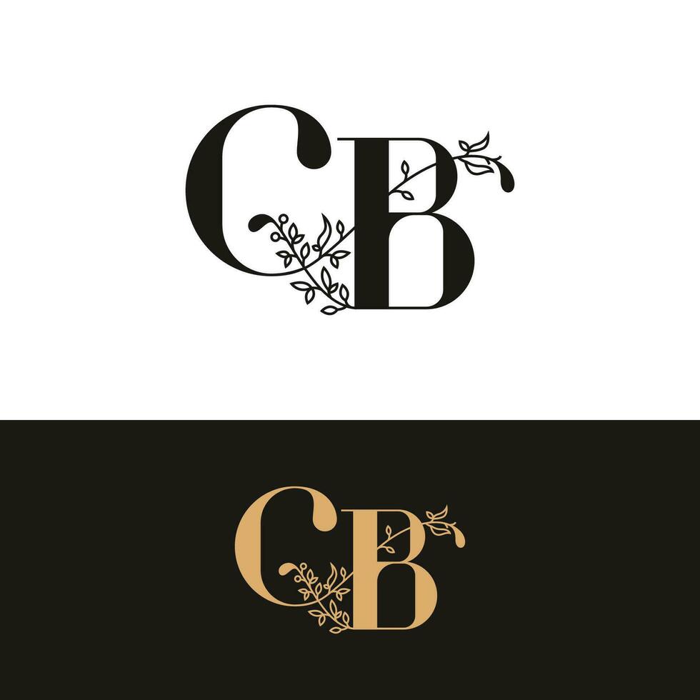 ritad för hand bröllop monogram cb logotyp vektor