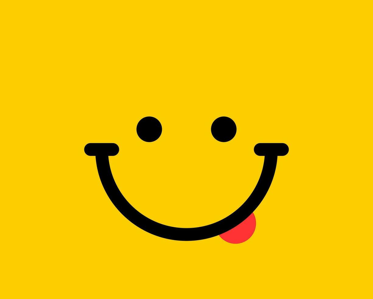 Emoji-Lächeln-Symbol Vektorsymbol auf gelbem Hintergrund. Smiley Cartoon Charakter Tapete. vektor