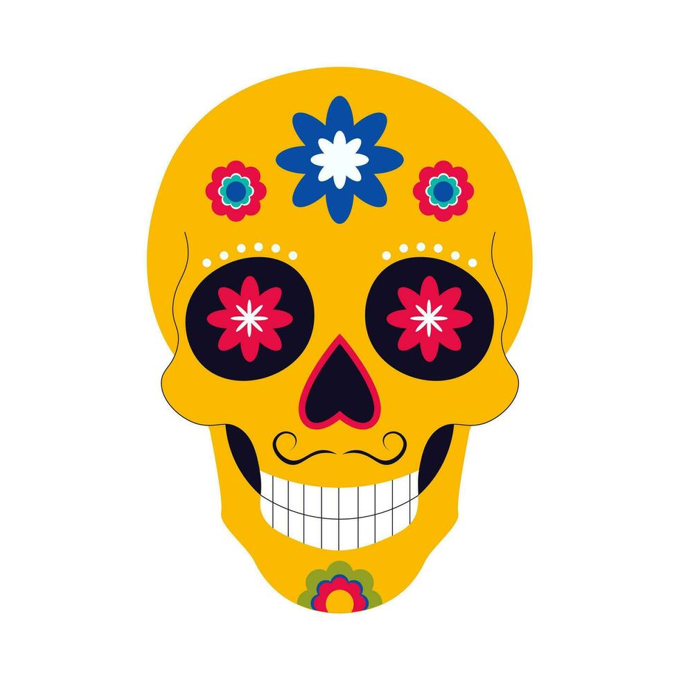 Mexikaner Calaca zum Tag von das tot. bunt Schädel mit National Ornament. Vektor Illustration