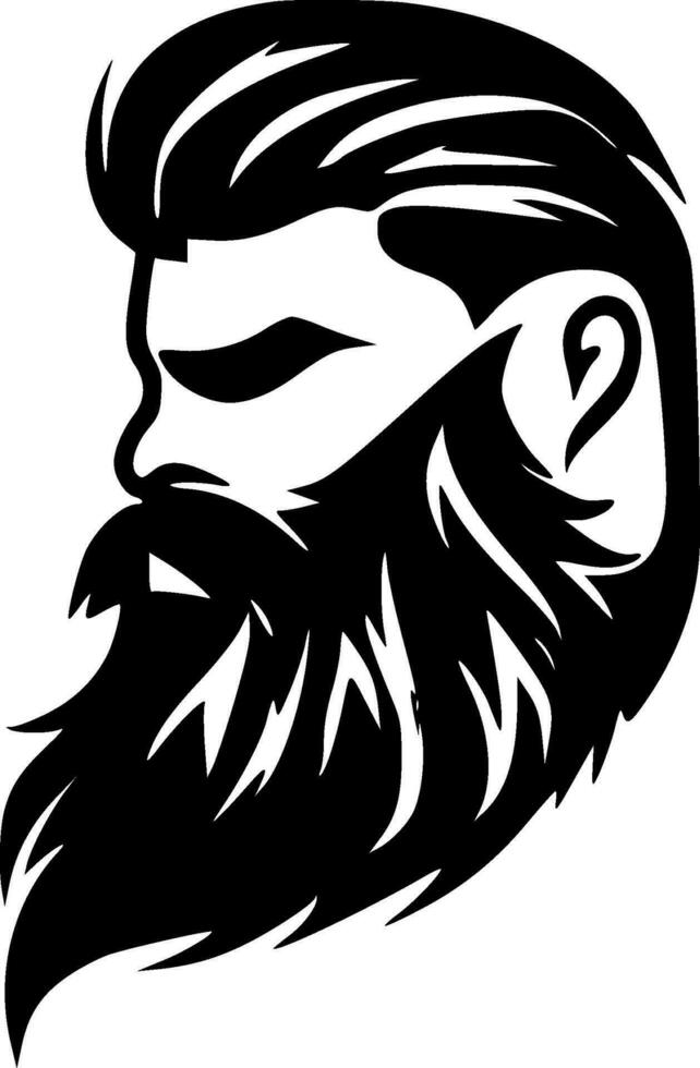 skägg - svart och vit isolerat ikon - vektor illustration