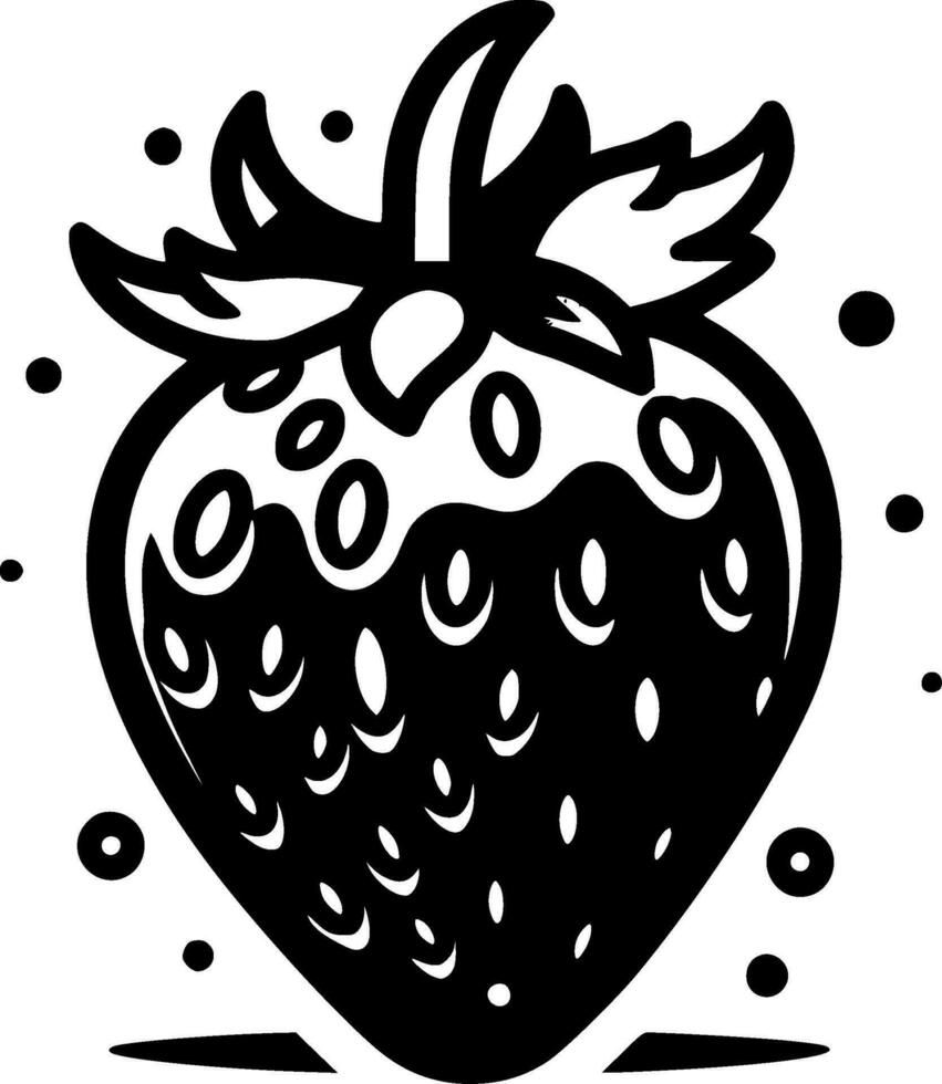 jordgubbe, svart och vit vektor illustration