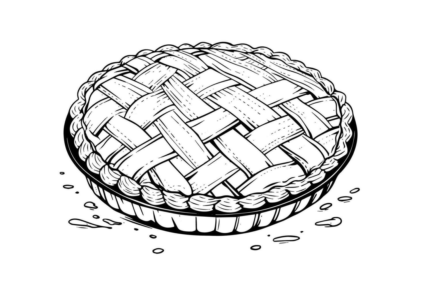 Apfel Kuchen Hand gezeichnet Gravur Stil Vektor Illustration