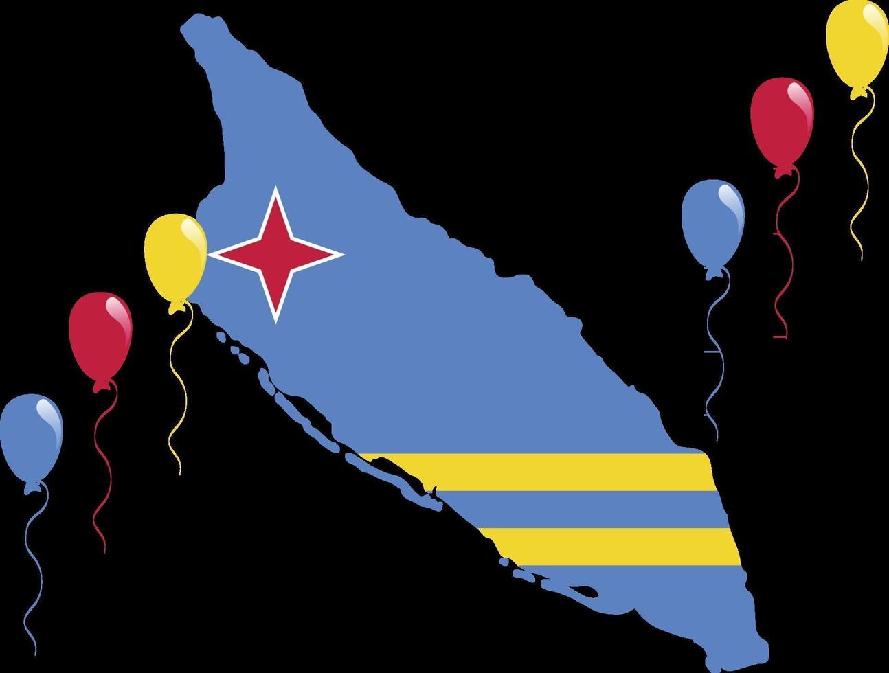 aruba färgglada karta och flagga med firande ballonger vektor