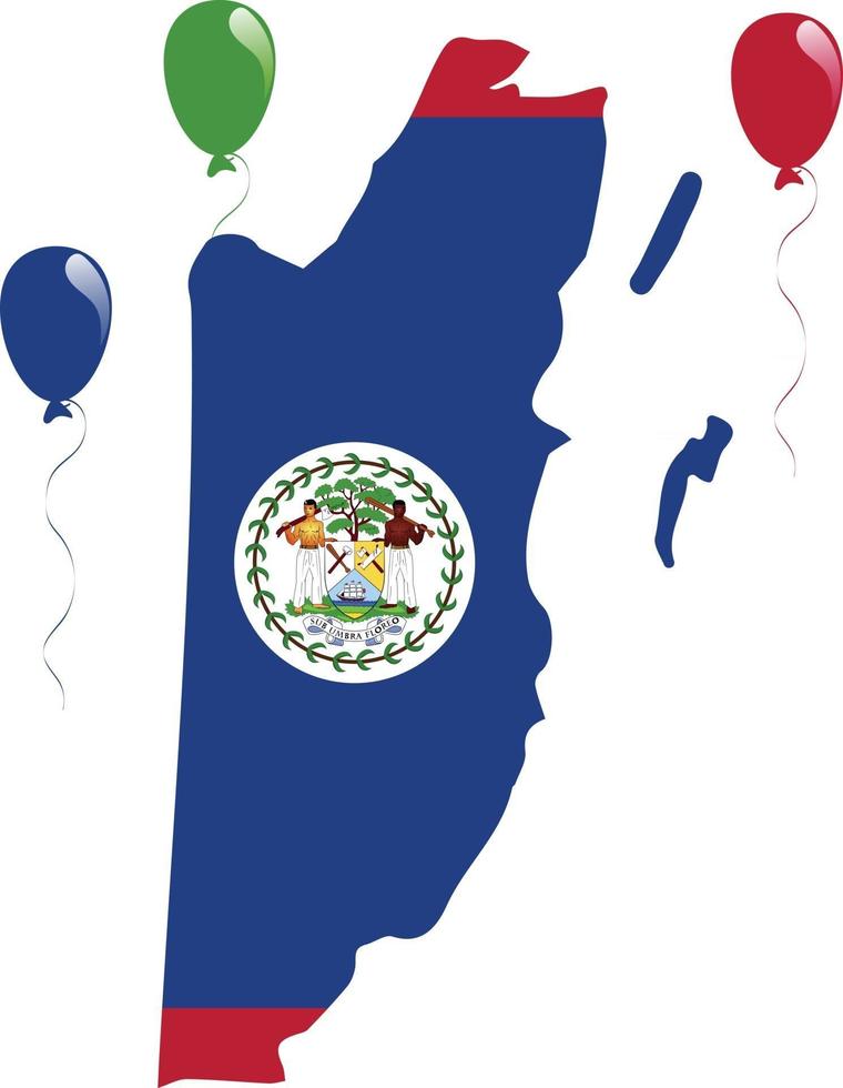 den nationella flaggan och kartan över Belize vektor