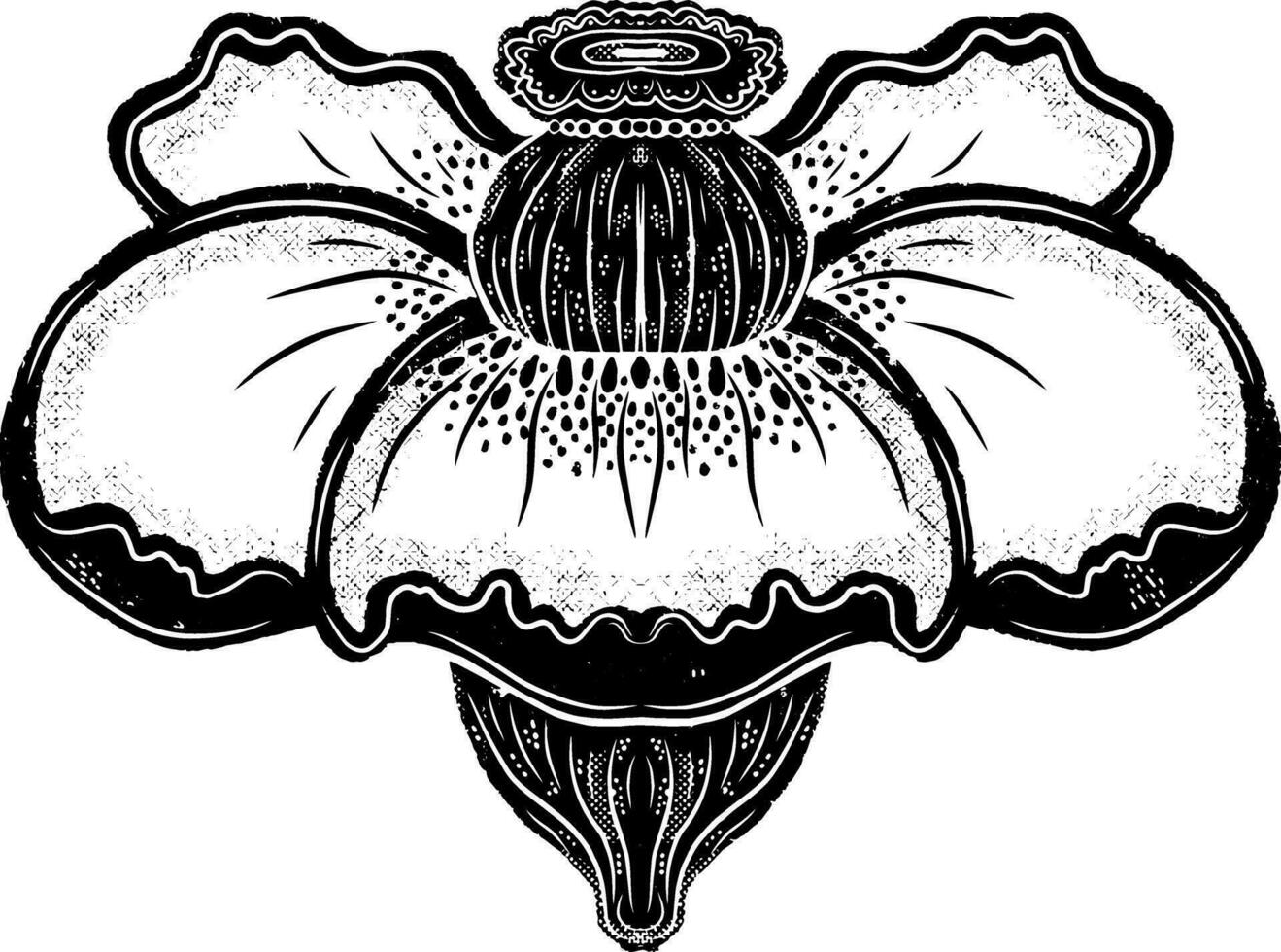 ein Illustration von ein Blume mit ein schwarz und Weiß Design vektor