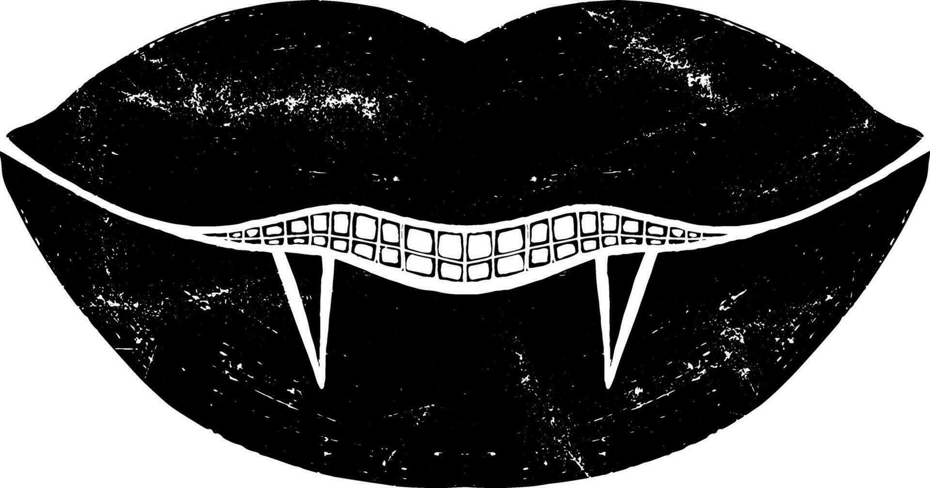 en svart och vit teckning av en mun med tänder vektor