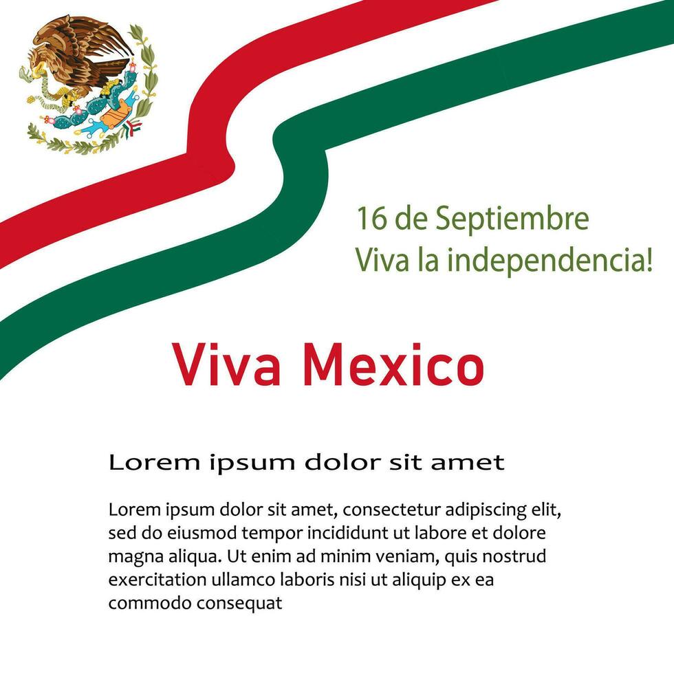 mexico oberoende dag baner bakgrund för social nätverk. vektor illustration i en traditionell färg.oberoende dag hälsning kort.