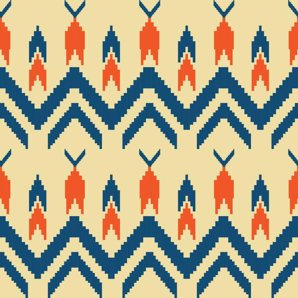 ethnische abstrakte ikat-kunst. nahtloses muster in stammes-, volksstickerei und mexikanischem stil. aztekischer geometrischer kunstornamentdruck.design für teppich, tapete, kleidung, verpackung, stoff, bezug, textil vektor