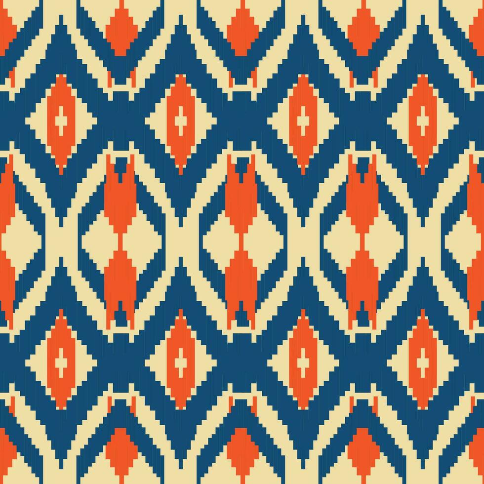 ethnische abstrakte ikat-kunst. nahtloses muster in stammes-, volksstickerei und mexikanischem stil. aztekischer geometrischer kunstornamentdruck.design für teppich, tapete, kleidung, verpackung, stoff, bezug, textil vektor