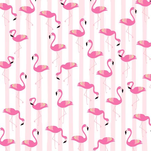 Flamingos mit nahtlosem Musterhintergrund der Streifen vektor