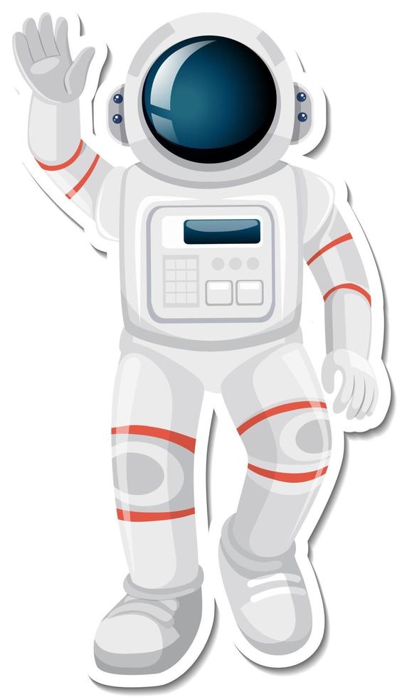 Astronauten- oder Raumfahrer-Cartoon-Figur im Aufkleberstil vektor