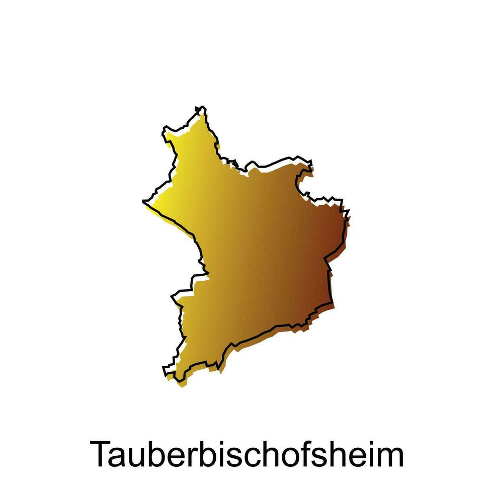 Karte von Tauberbischofsheim Illustration Design mit schwarz Gliederung auf Weiß Hintergrund, Design Vorlage geeignet zum Ihre Unternehmen vektor