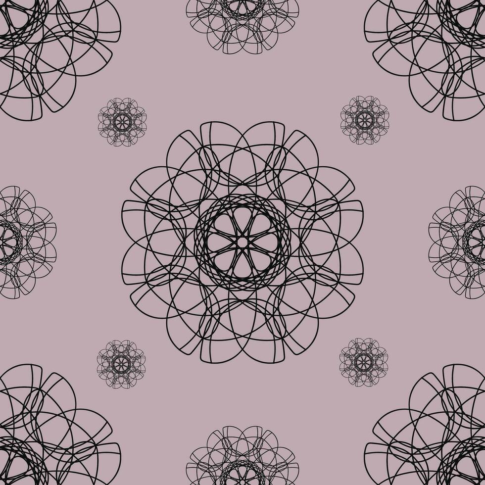 Vektor nahtlos Jahrgang Muster von abstrakt schwarz Spitze Blumen auf ein Rosa Hintergrund