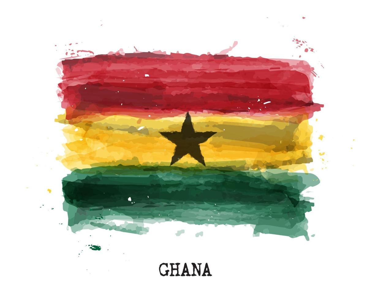 realistische aquarellmalerei flagge von ghana. Vektor. vektor