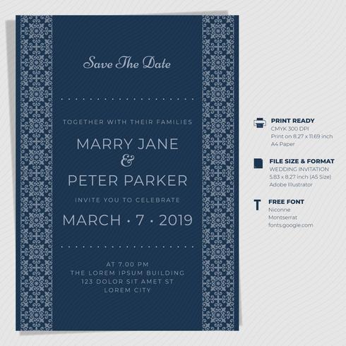 Vintage Hochzeit Einladungskarte Vorlagen vektor