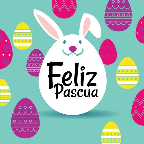 Grattis påsk eller Feliz Pascua hälsningskort vektor