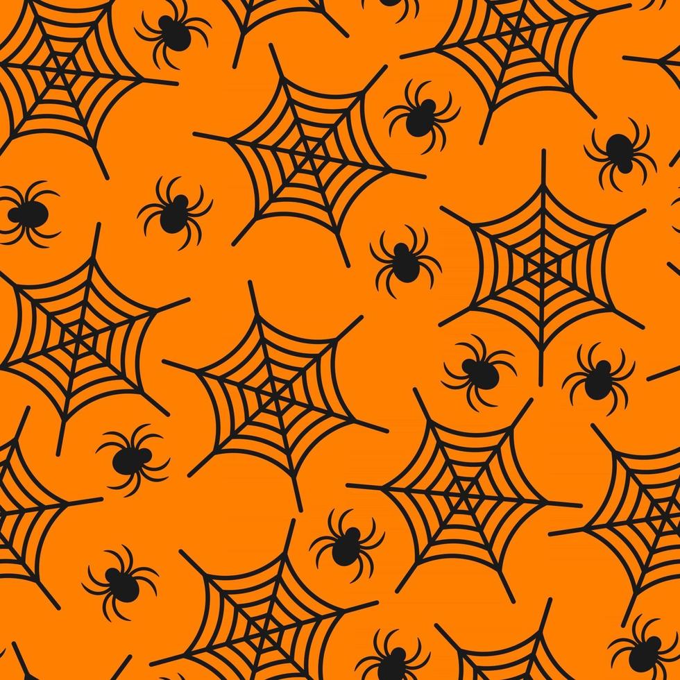 nahtloses Muster mit Web und Spinne. Halloween-Feiertagskonzept. Illustration für Hintergrund, Textil, Druck, Karte, Einladung, Tapete, Stoff. vektor