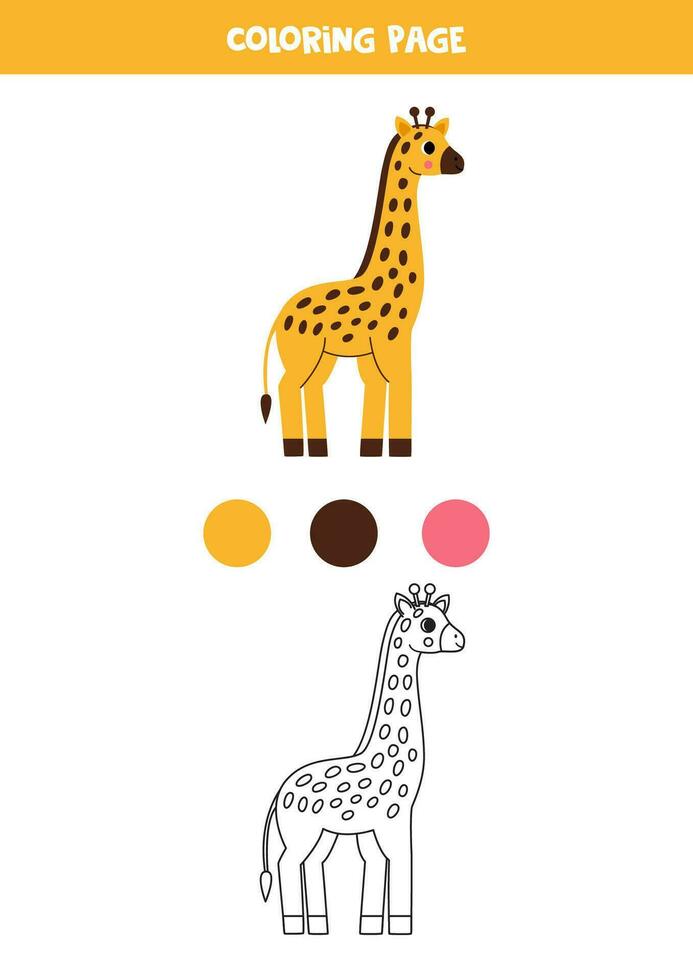 Farbe süß Karikatur Giraffe. Arbeitsblatt zum Kinder. vektor