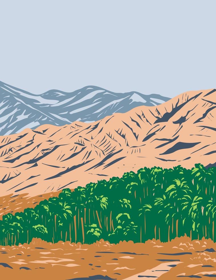 San Bernardino Mountains Mojave-Wüste und nordwestliche Colorado-Wüste im Sand zu Schnee Nationaldenkmal Kalifornien Vereinigte Staaten Wpa Poster Art vektor