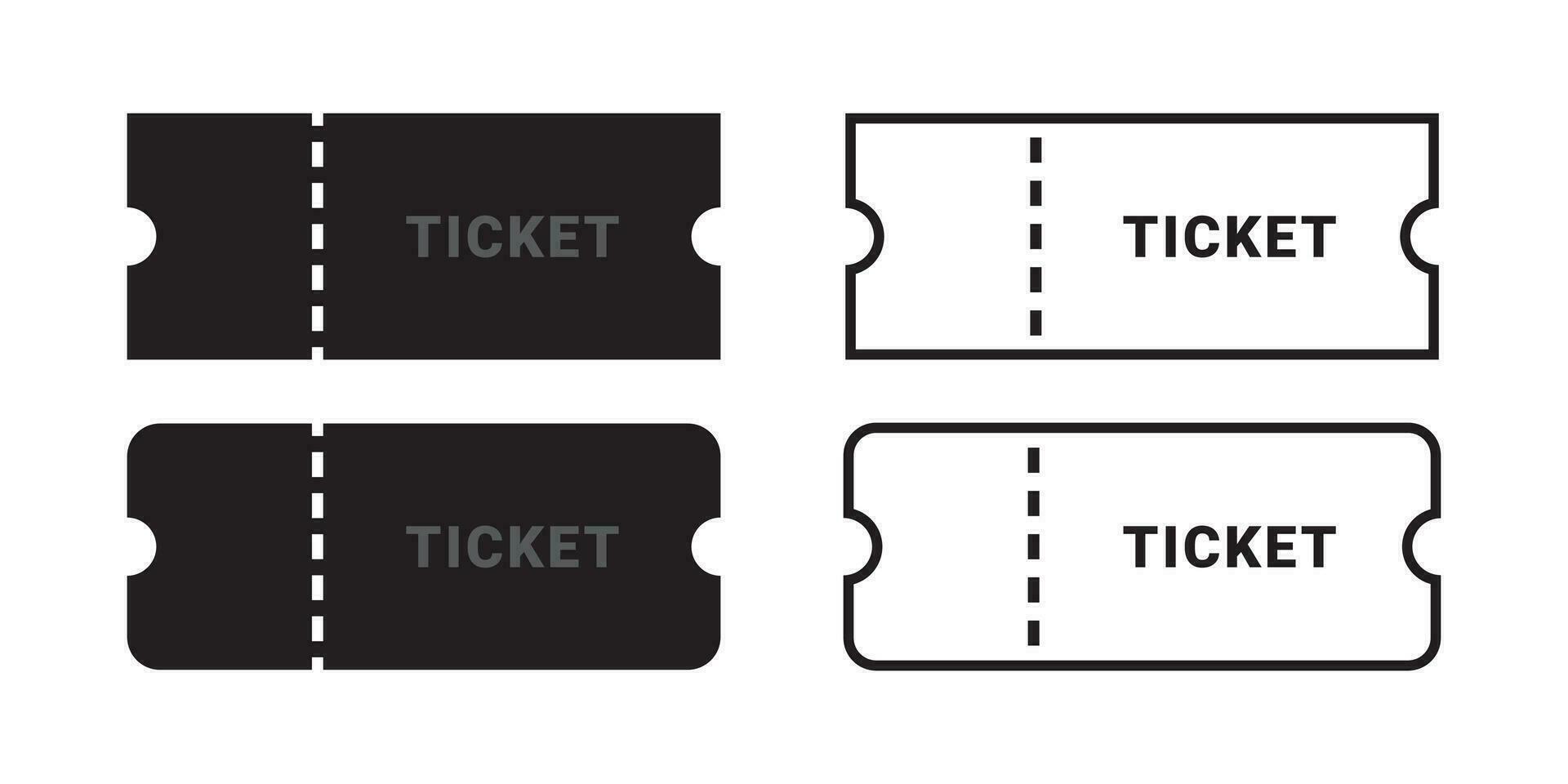 Attrappe, Lehrmodell, Simulation Eintrittskarten. Eintritt Tickets eben und linear Stil. Gutscheine oder Eintrittskarten. Vektor skalierbar Grafik