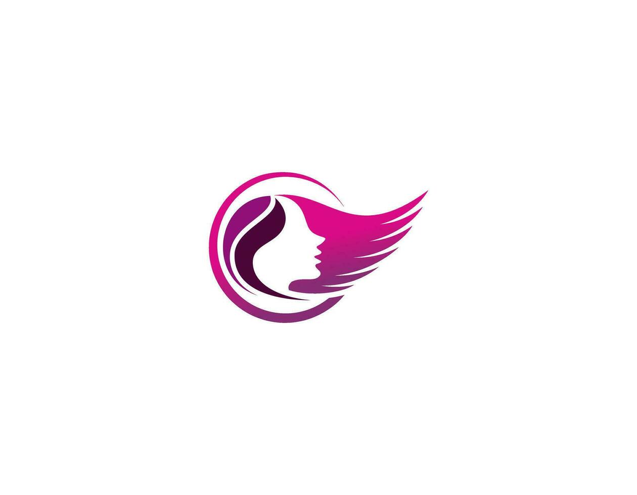 Frauen lange Haar Stil Symbol, Logo Frauen Gesicht auf Weiß Hintergrund vektor