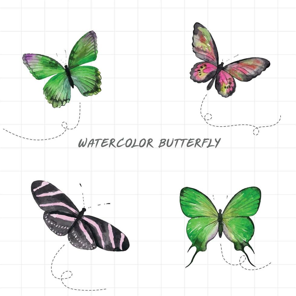 Aquarell Schmetterling Satz, Vektor Illustration