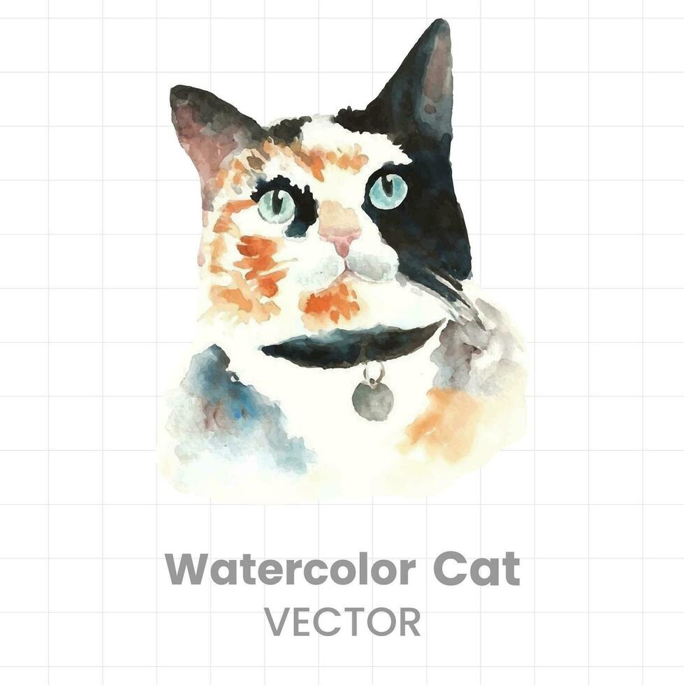 vattenfärg katt vektor illustration