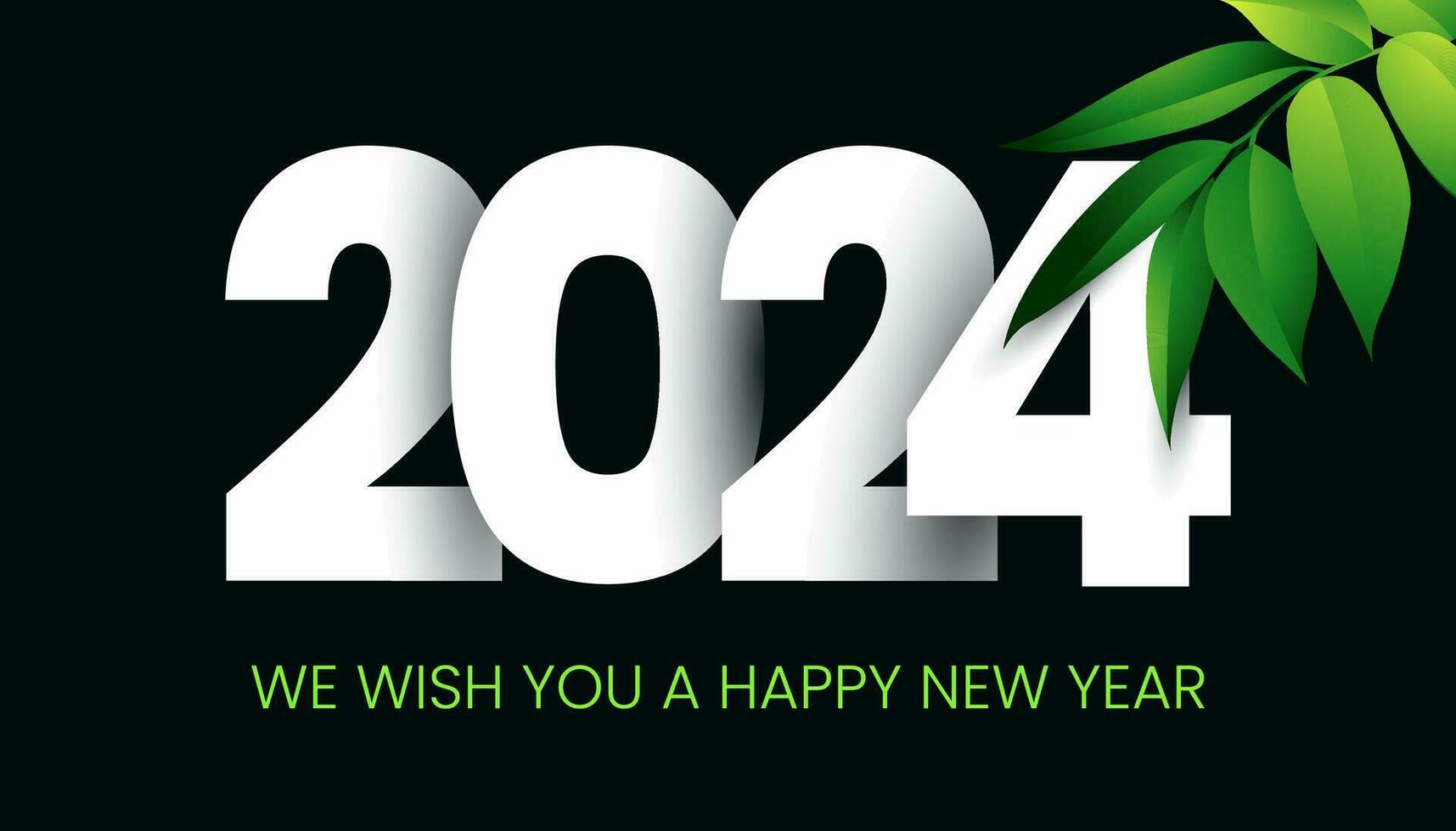 vi önskar du en Lycklig ny år 2024 bakgrund design. hälsning kort, baner, affisch. vektor illustration.