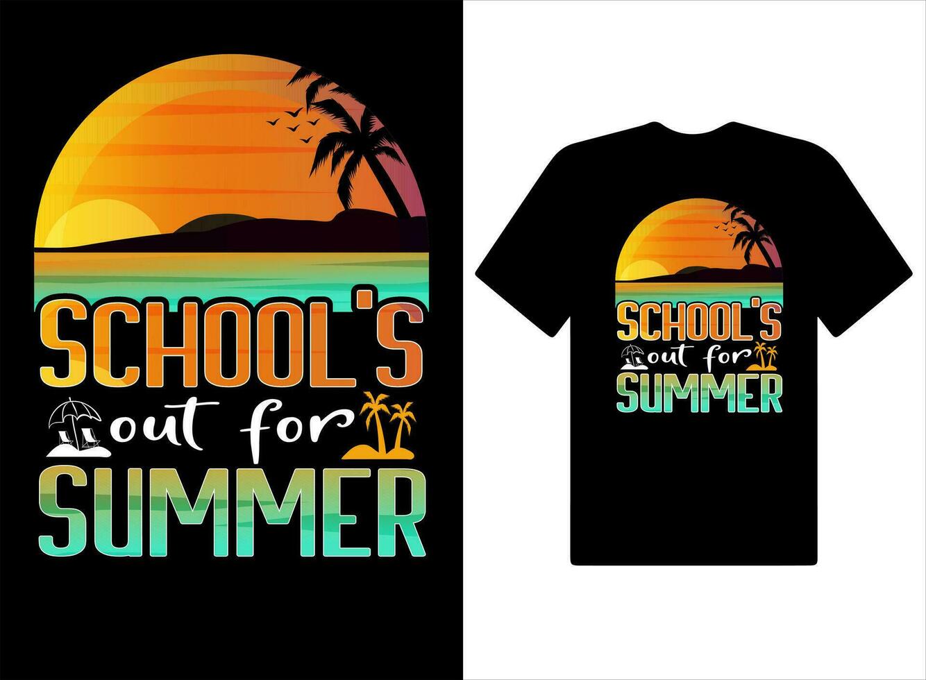 Schule aus zum Sommer- T-Shirts Design Jahrgang Sommer- Illustration vektor