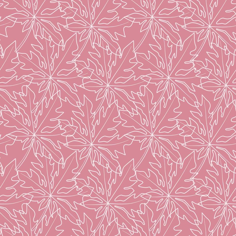Papayablätter umreißen nahtloses Muster in Rosa pattern vektor