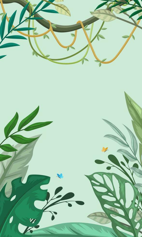 schön Laub Hintergrund, Urwald tropisch Blätter rahmen. Vektor Illustration