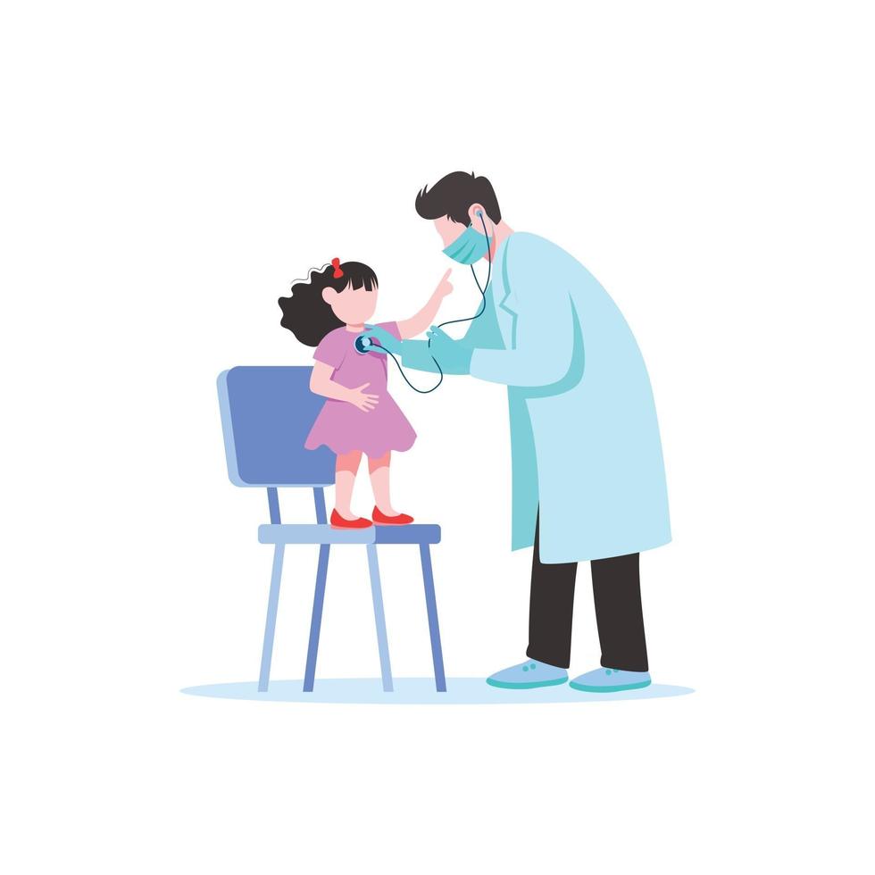 Arzt überprüft kleine Mädchen Gesundheit Illustration Konzept Vektor