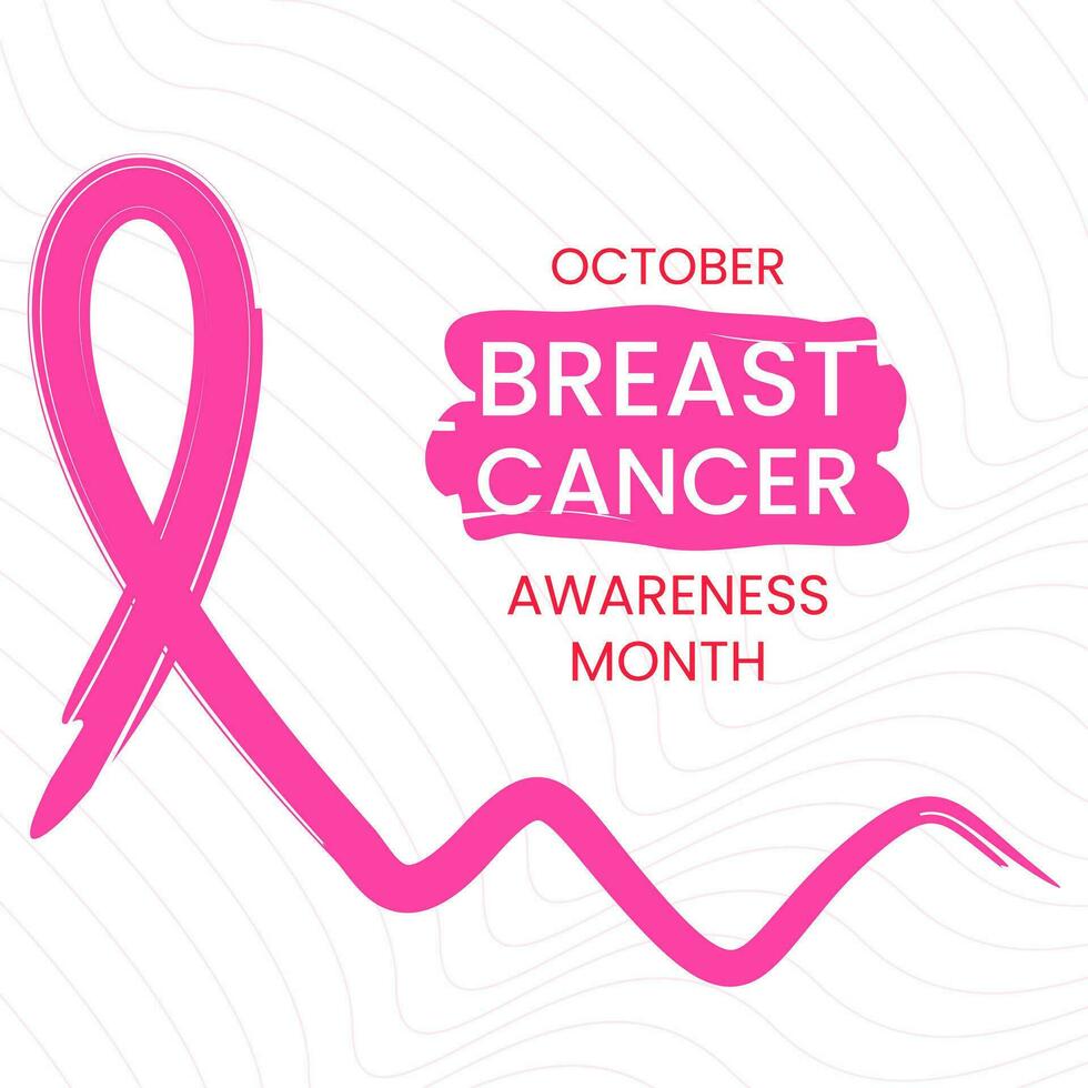 hälsning kort design för oktober bröst cancer medvetenhet månad. enkel, band, minimal och Färg. Begagnade för affisch, baner vektor