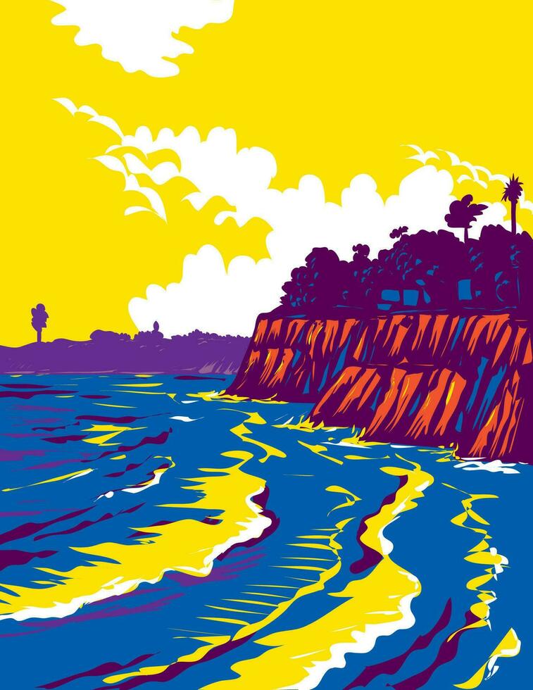 Campus Punkt Strand auf Lagune Straße isla Aussicht Kalifornien wpa Poster Kunst vektor