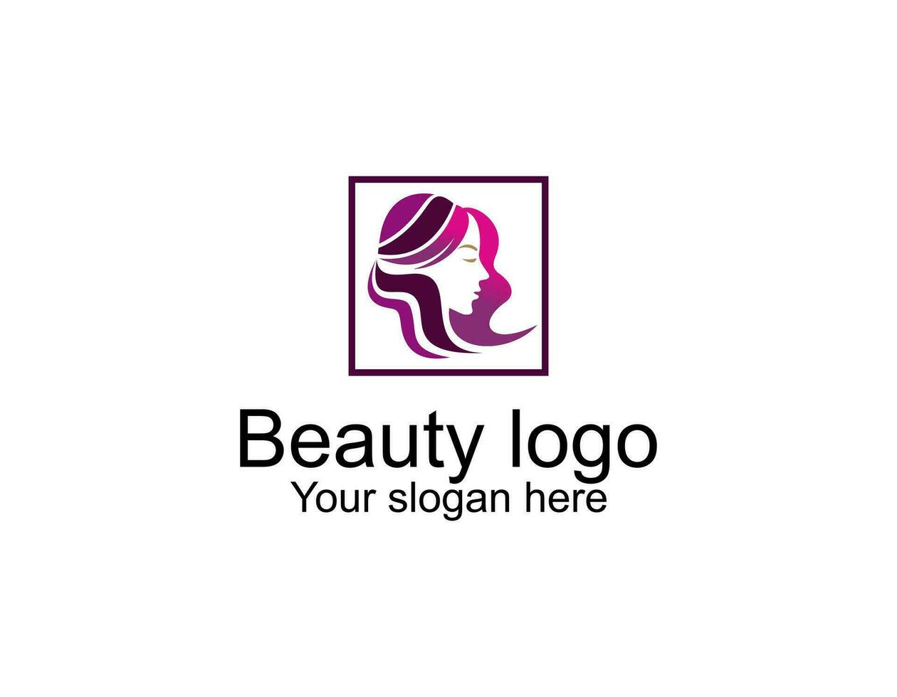 vektor mall logotyp för skönhet salong stiliserade lång håriga kvinna