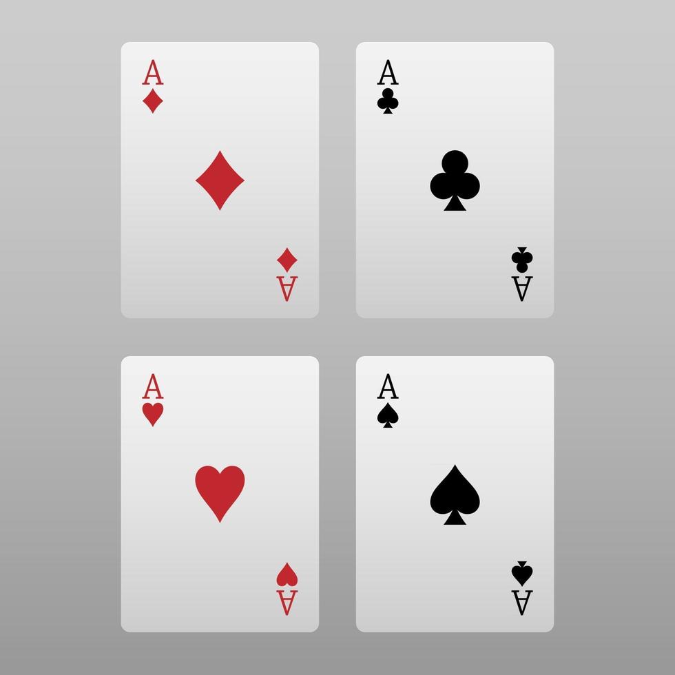 Pokerkarte mit vier Assen isoliert auf grauem Hintergrund, Vektorillustration vektor