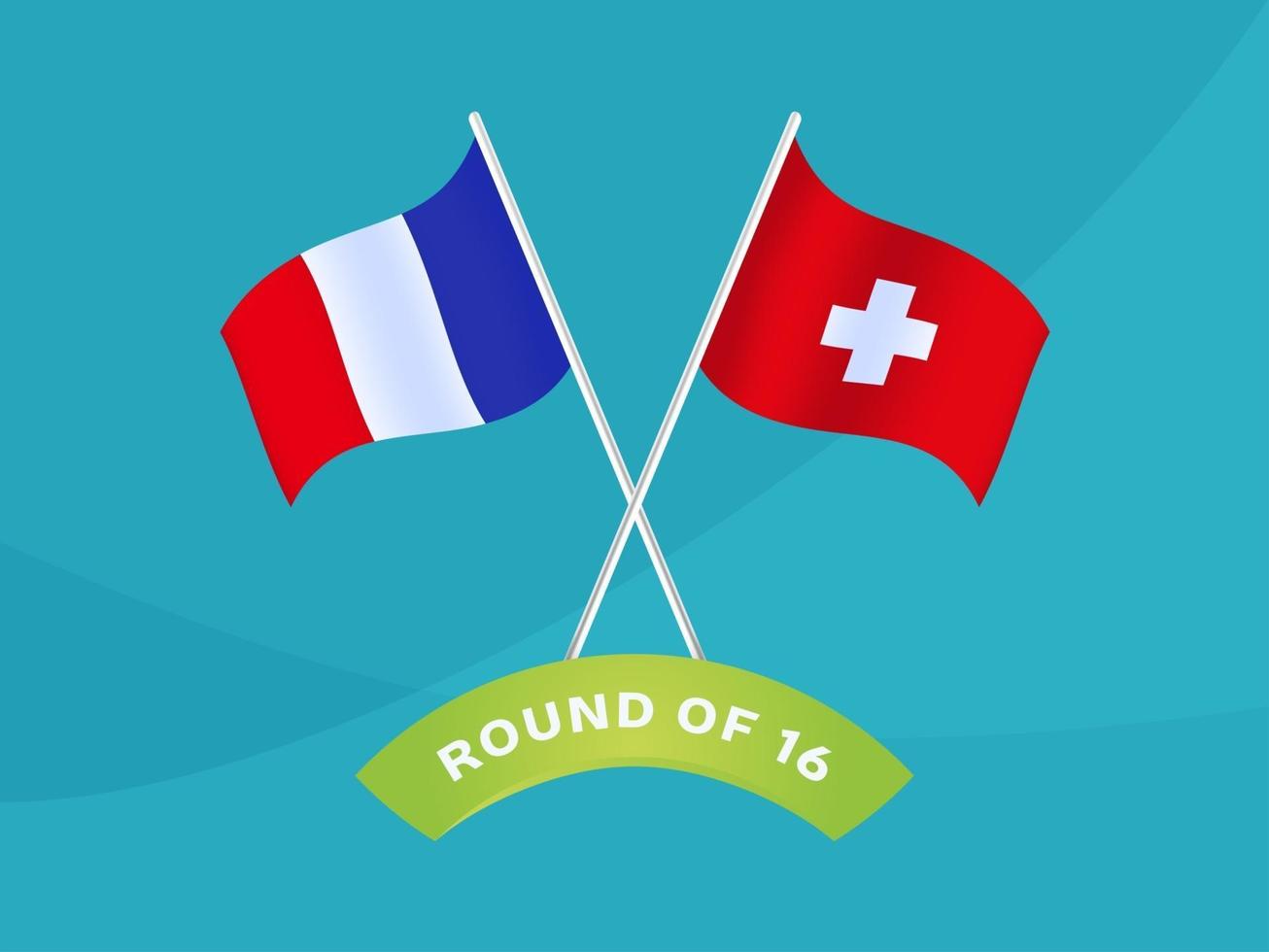 Frankrike vs Schweiz runda 16-match, EM-fotbollsmästerskap 2020 vektorillustration. fotboll 2020 mästerskapsmatch kontra lag intro sport bakgrund vektor