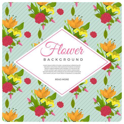 Flat Vintage Style Flower Vector Bakgrundsmall