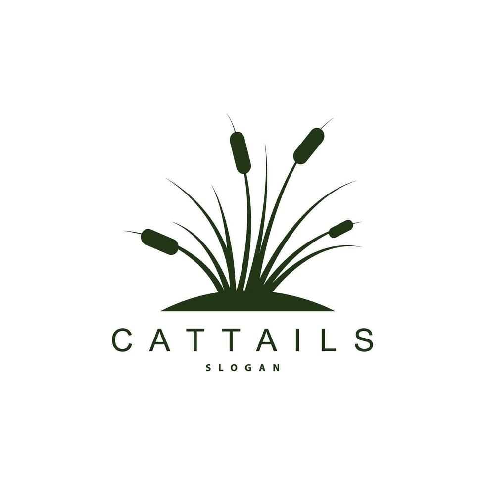 bäckar och cattails flod logotyp, gräs design enkel minimalistisk illustration vektor mall