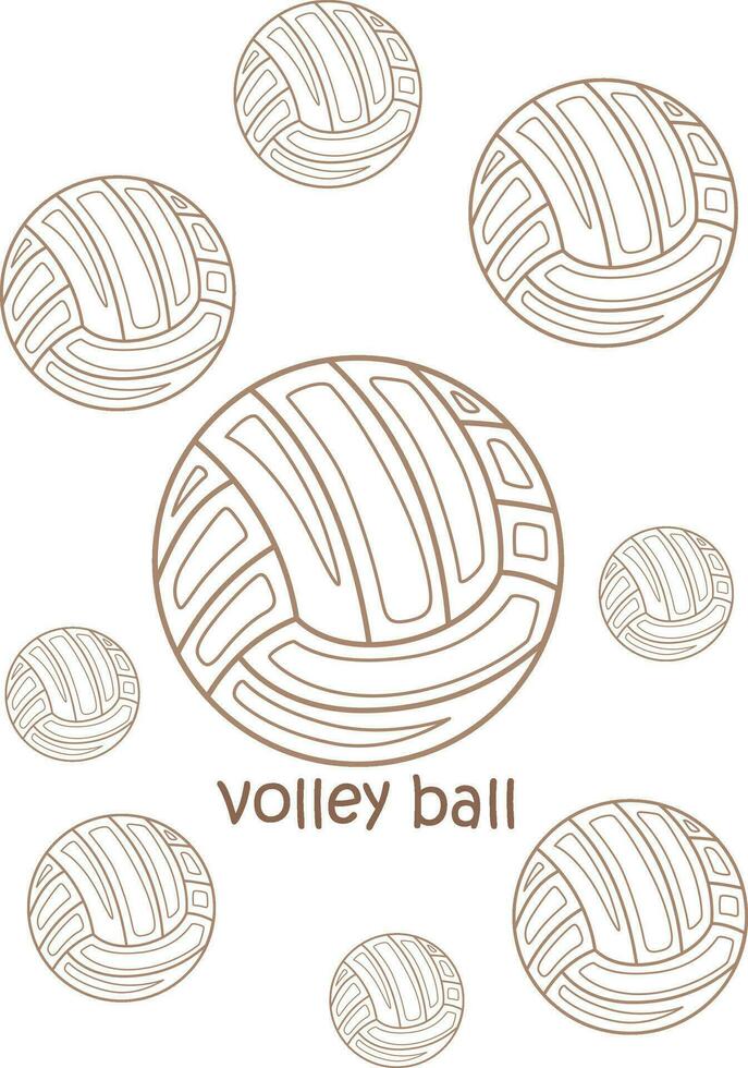 alfabet v för volley boll ordförråd skola lektion tecknad serie färg sidor för barn och vuxen aktivitet vektor